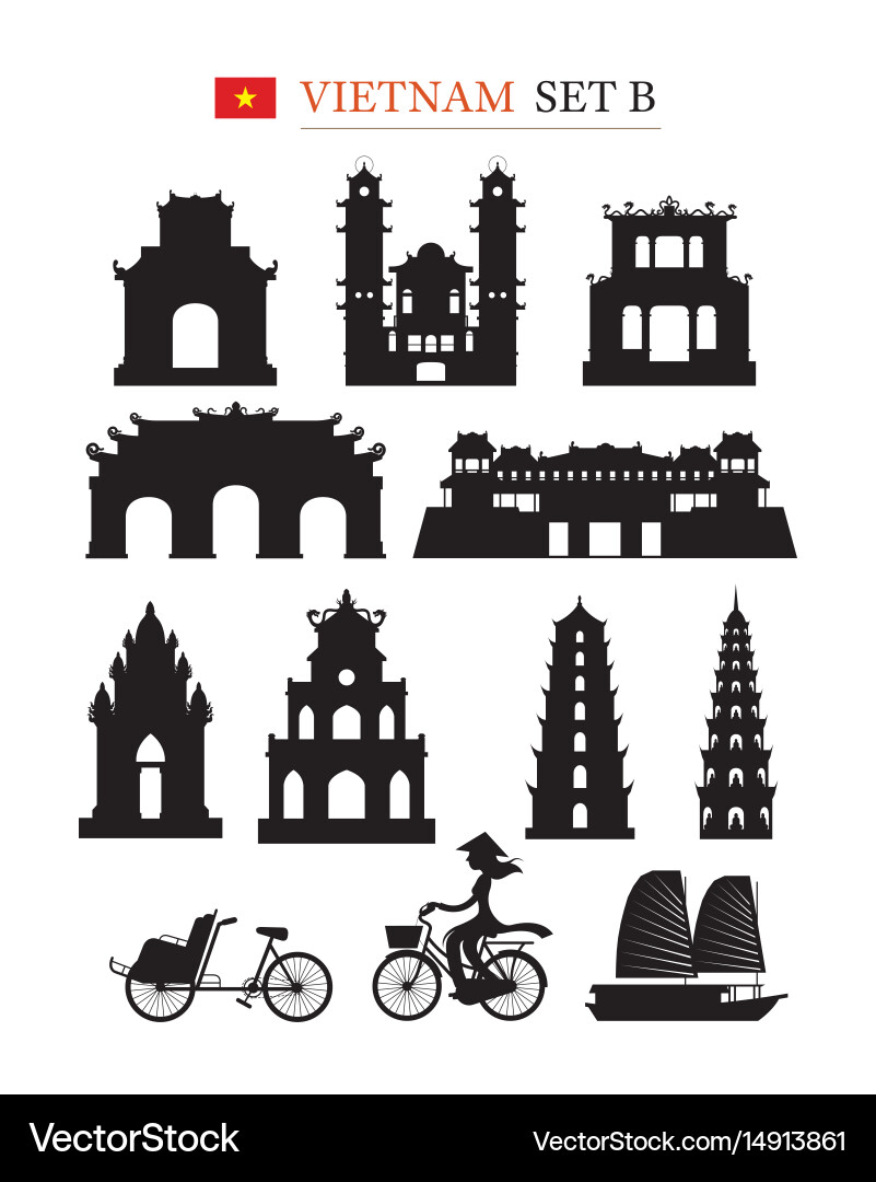 Vietnam Architecture Silhouettes vector image