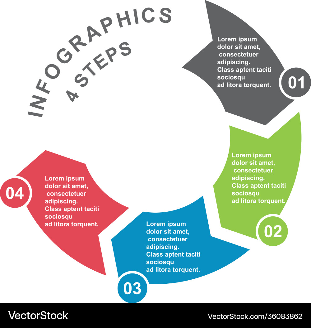 4 step element in four colors with labels vector image