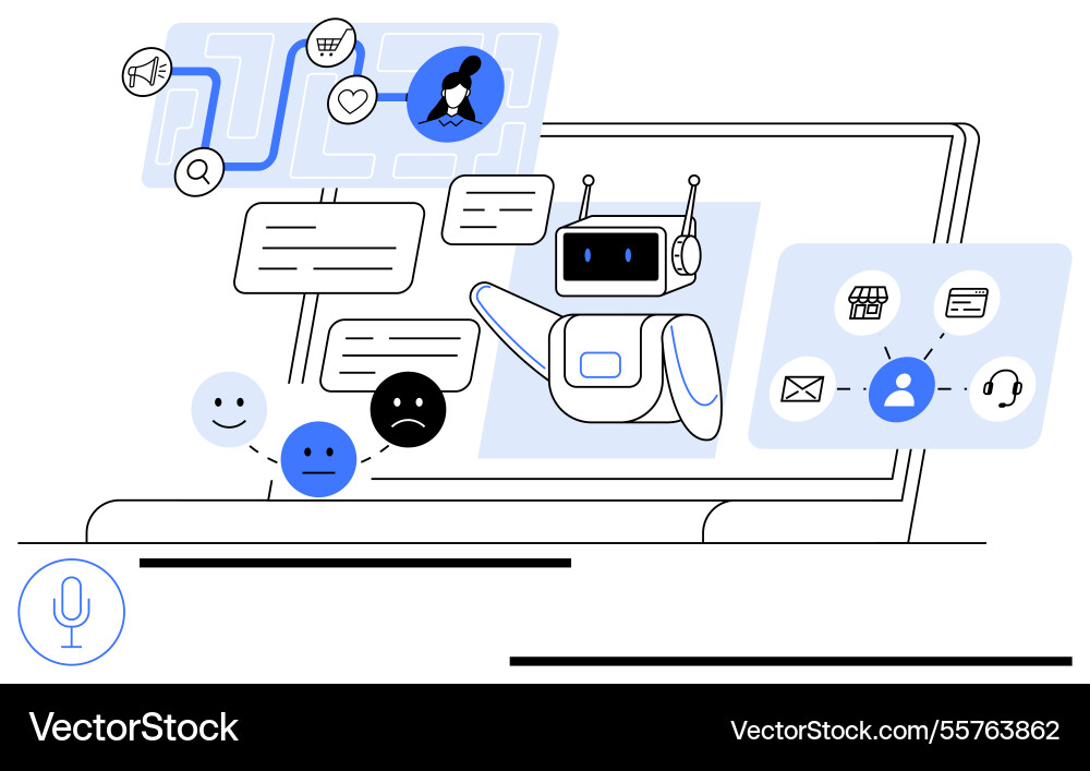 Ai chatbot assisting user with multi-tasking Ai chatbot assisting user with multi-tasking vector image