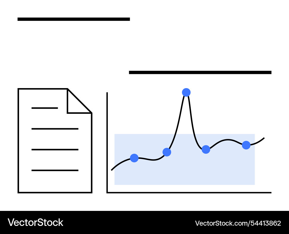 Analytical line graph with report document vector image