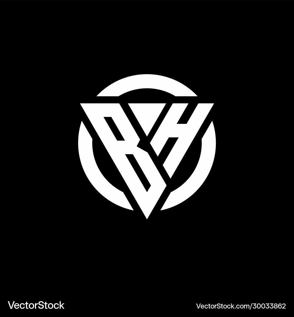 Bh logo with triangle shape and circle rounded vector image