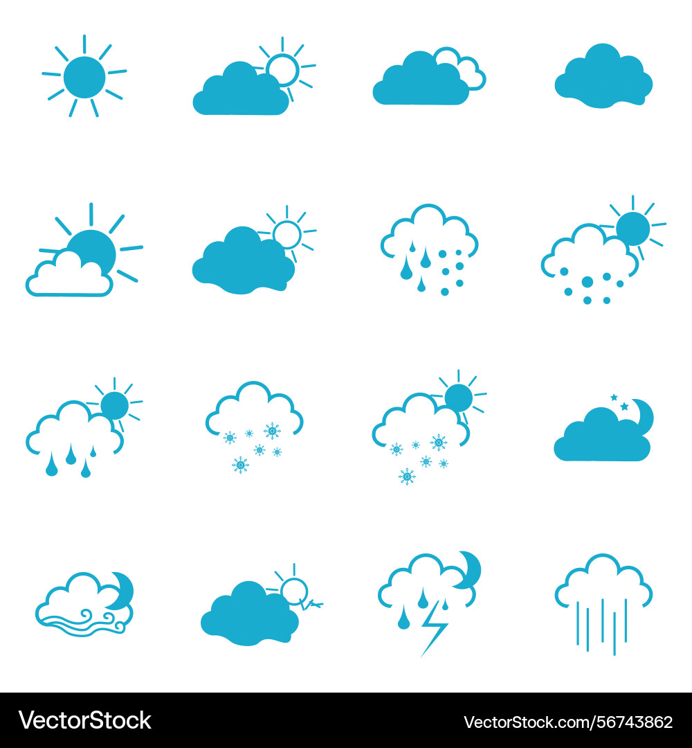 Clouds icons set of in different form Vector Image