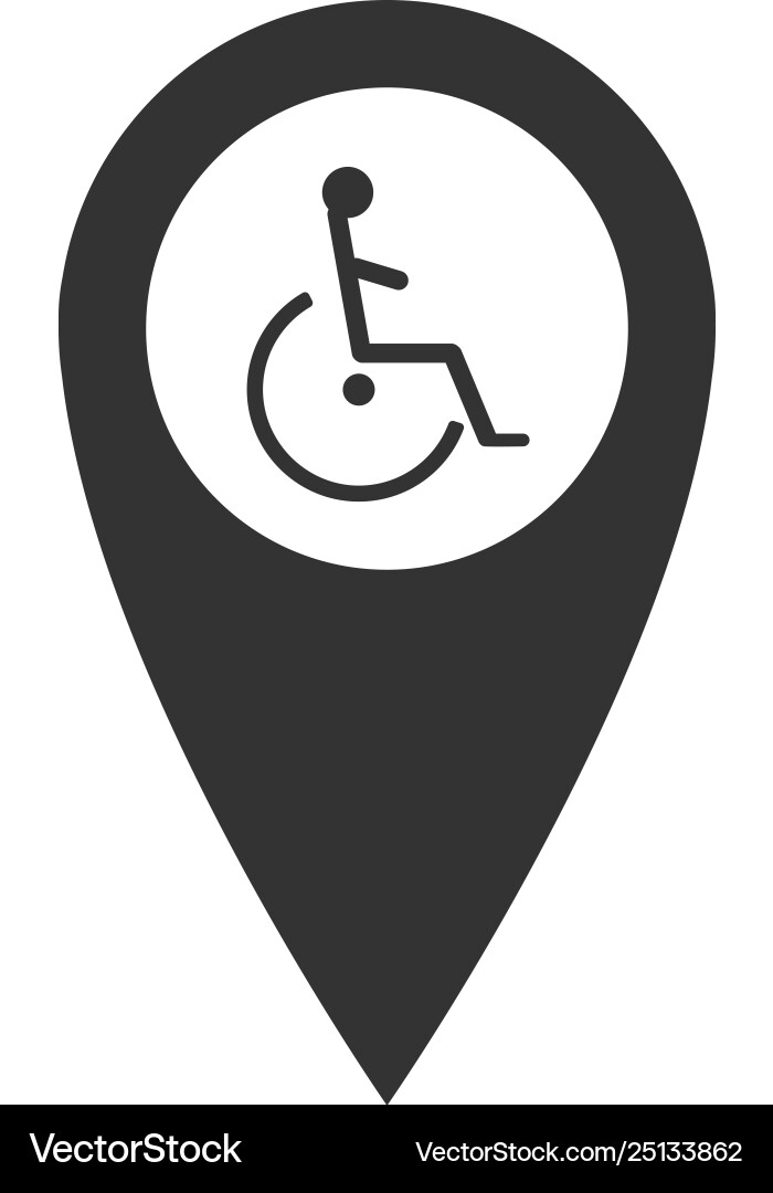 Disabled handicap in map pointer icon isolated Vector Image