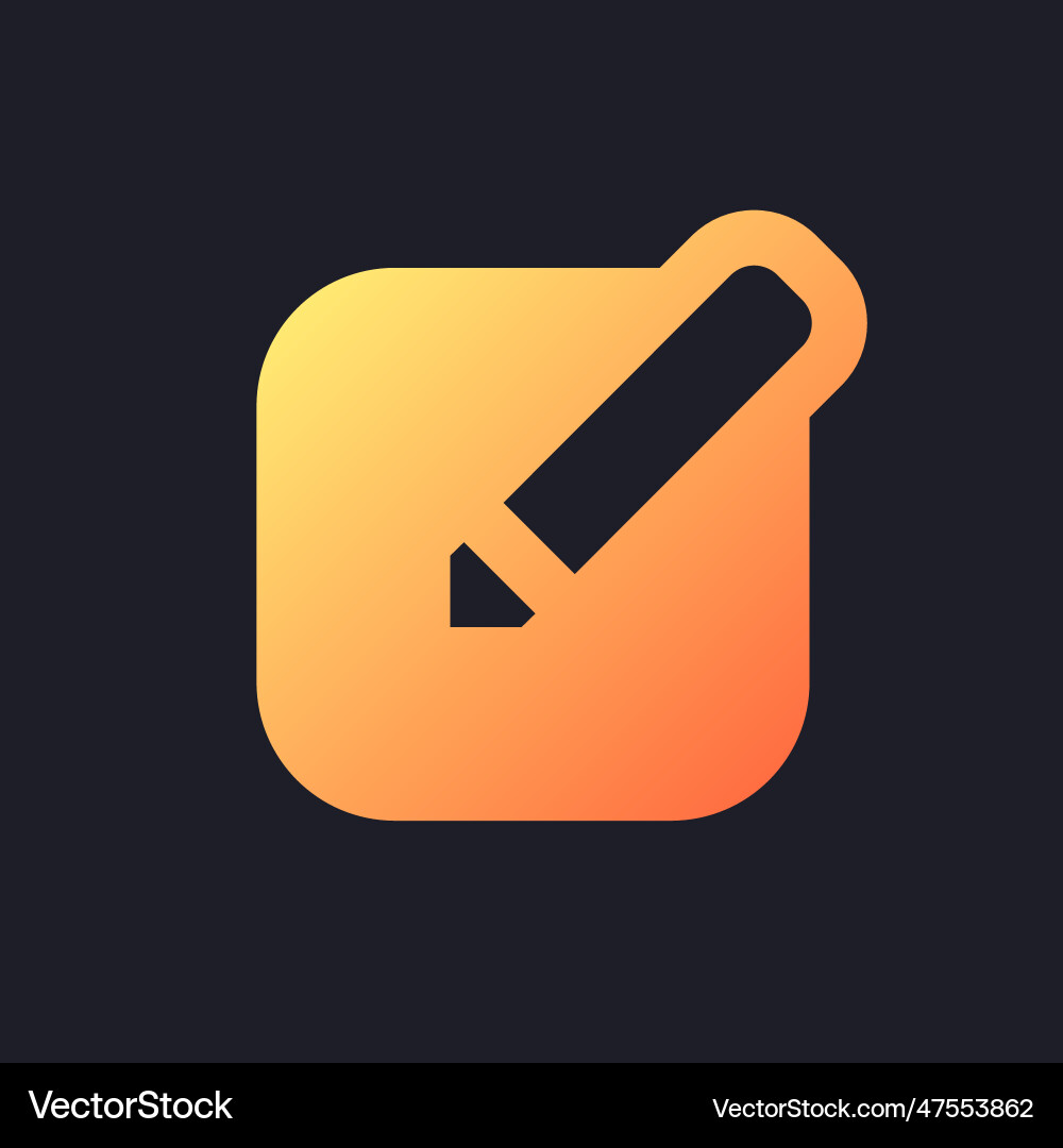 Edit orange solid gradient ui icon for dark theme Edit orange solid gradient ui icon for dark theme vector image