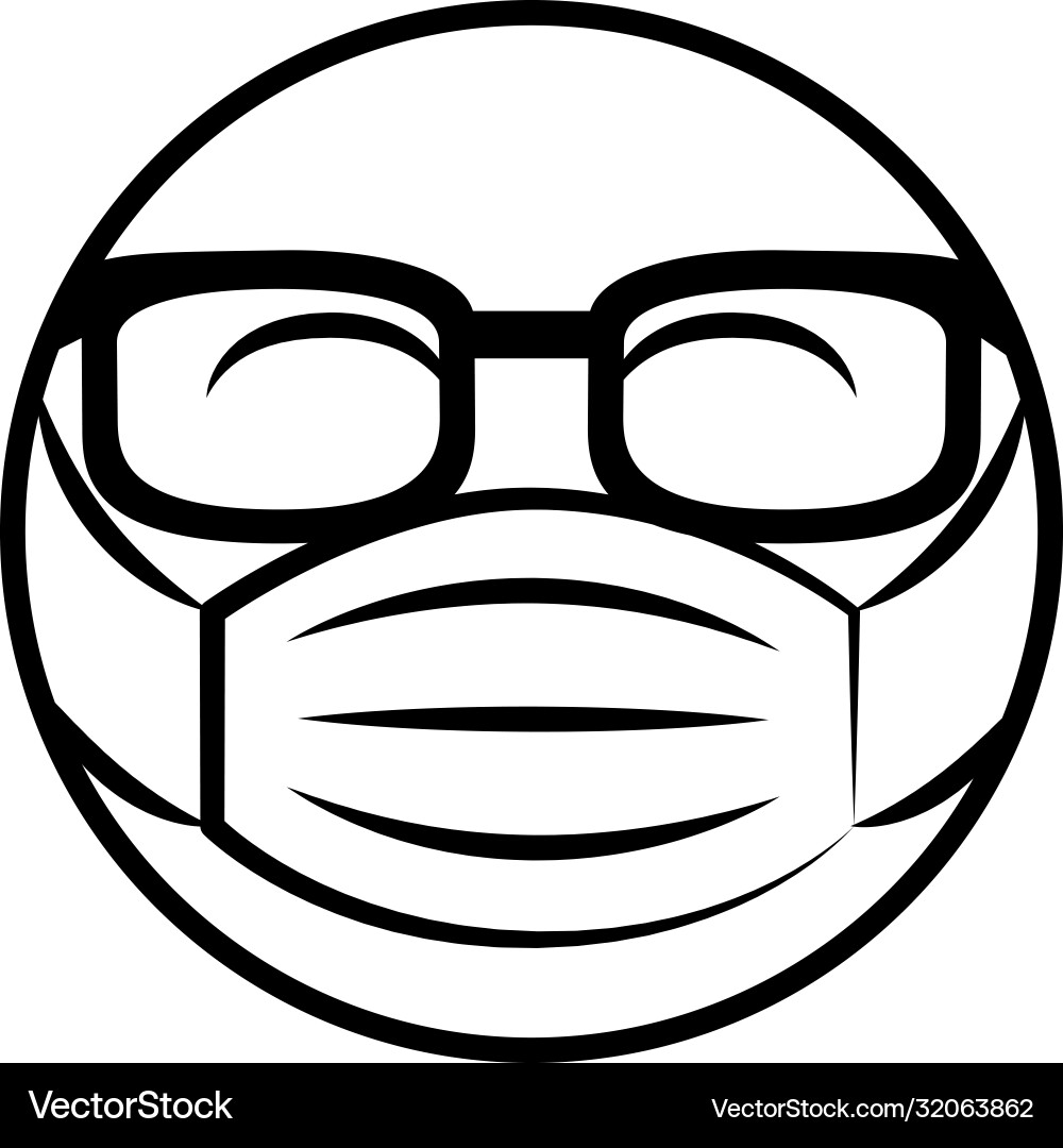 Emoticon mit Sonnenbrille und medizinische Maske Emoticon mit Sonnenbrille und medizinische Maske vektorbild