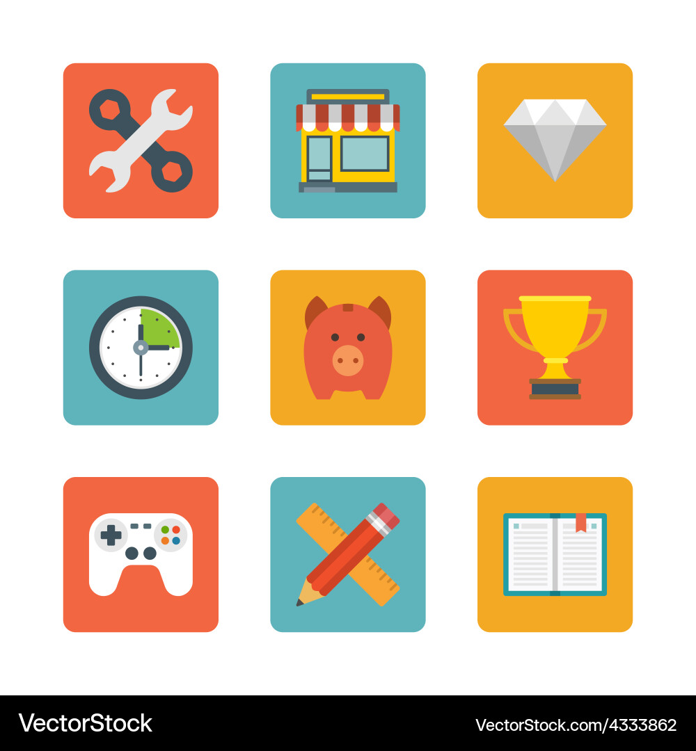 Flat design icons symbols for website vector image