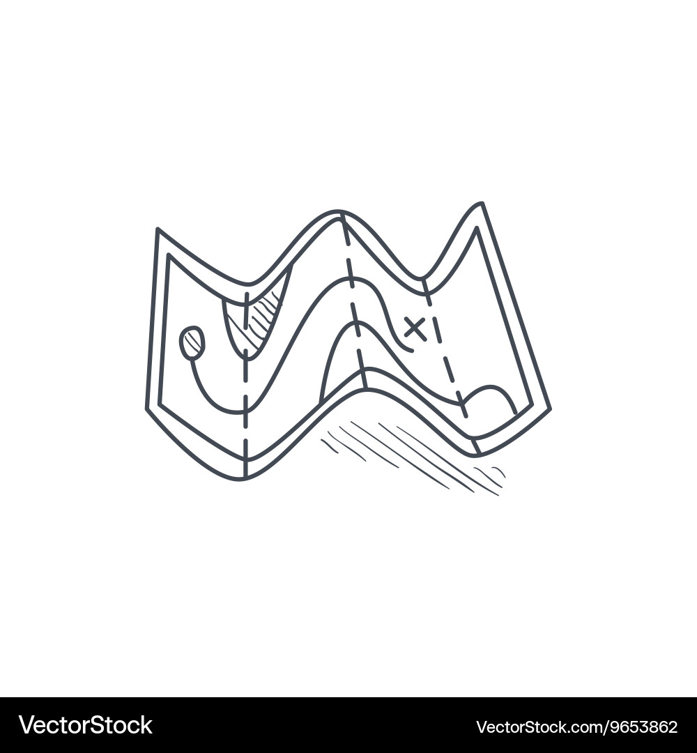 Folded Paper Map - Sketch Style vector image