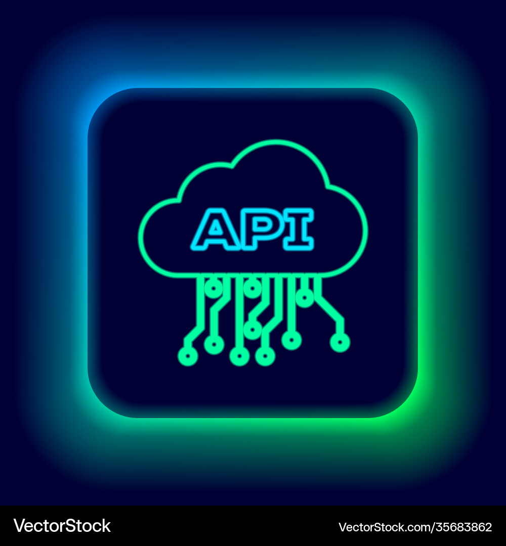 Glowing neon line cloud api interface icon Glowing neon line cloud api interface icon vector image