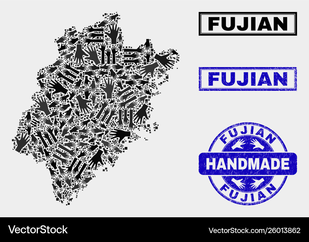 Handmade collage fujian province map Handmade collage fujian province map vector image