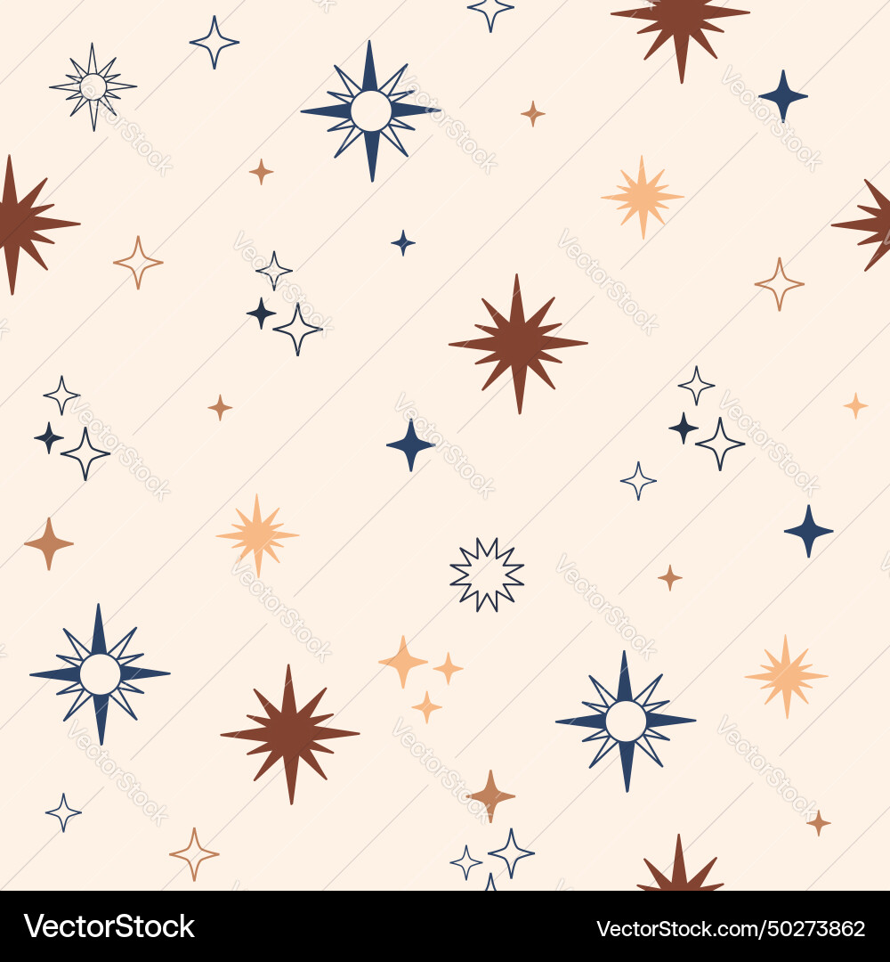 Linear stars and sparks seamless pattern Linear stars and sparks seamless pattern vector image