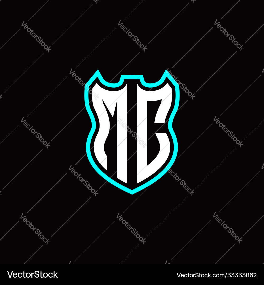 M c initial logo design with shield shape M c initial logo design with shield shape vector image