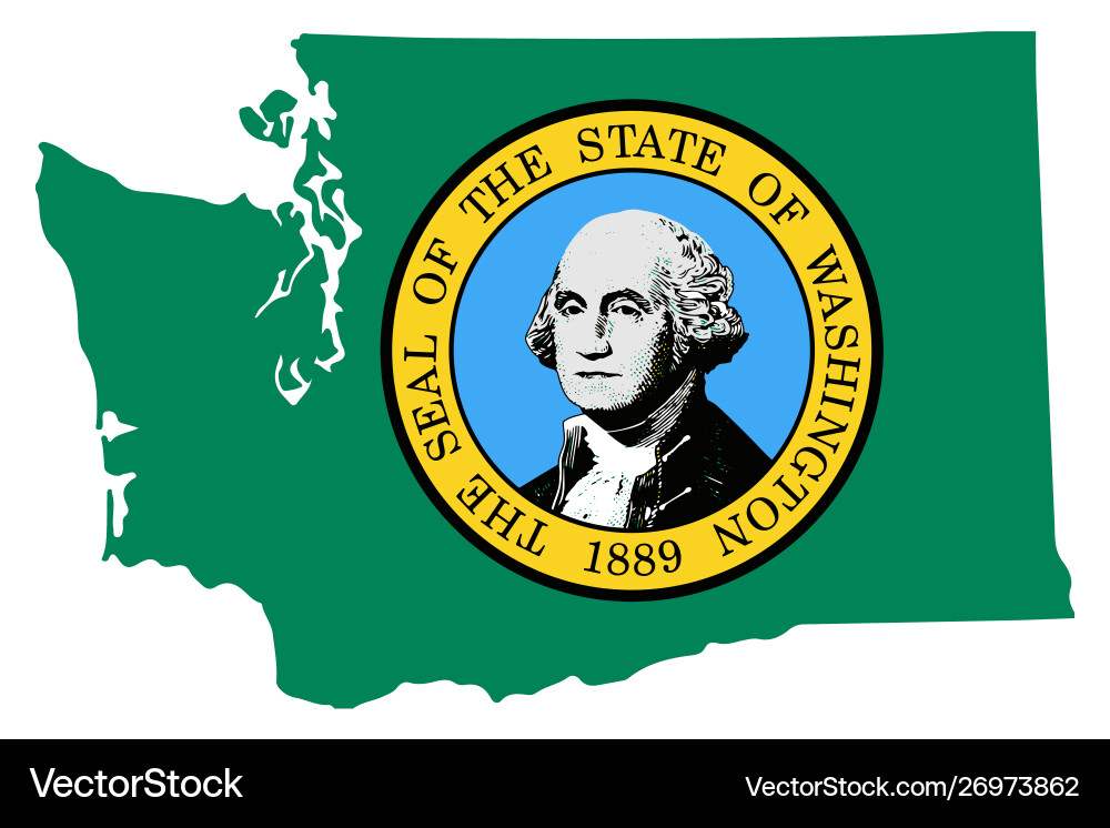 Map flag us state washington Map flag us state washington vector image