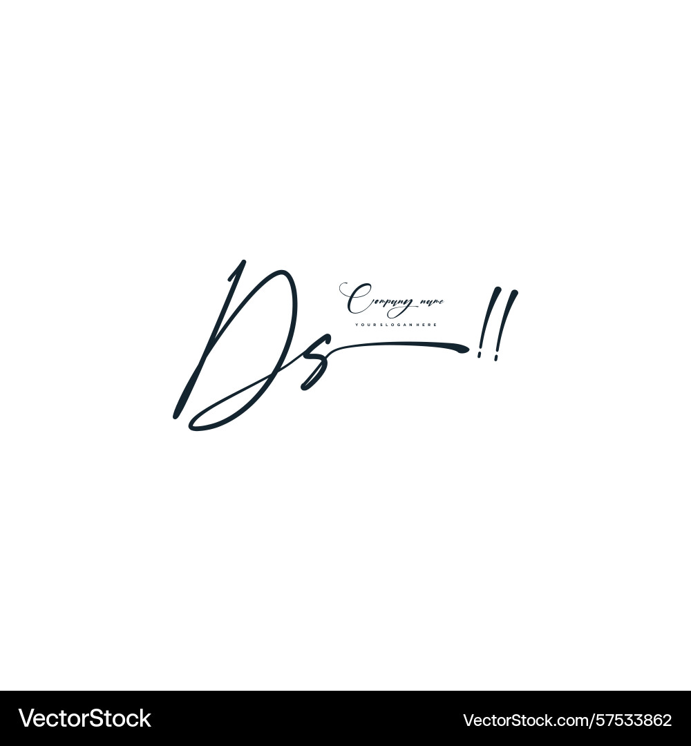 Minimal signature logo design with ds initials Vector Image