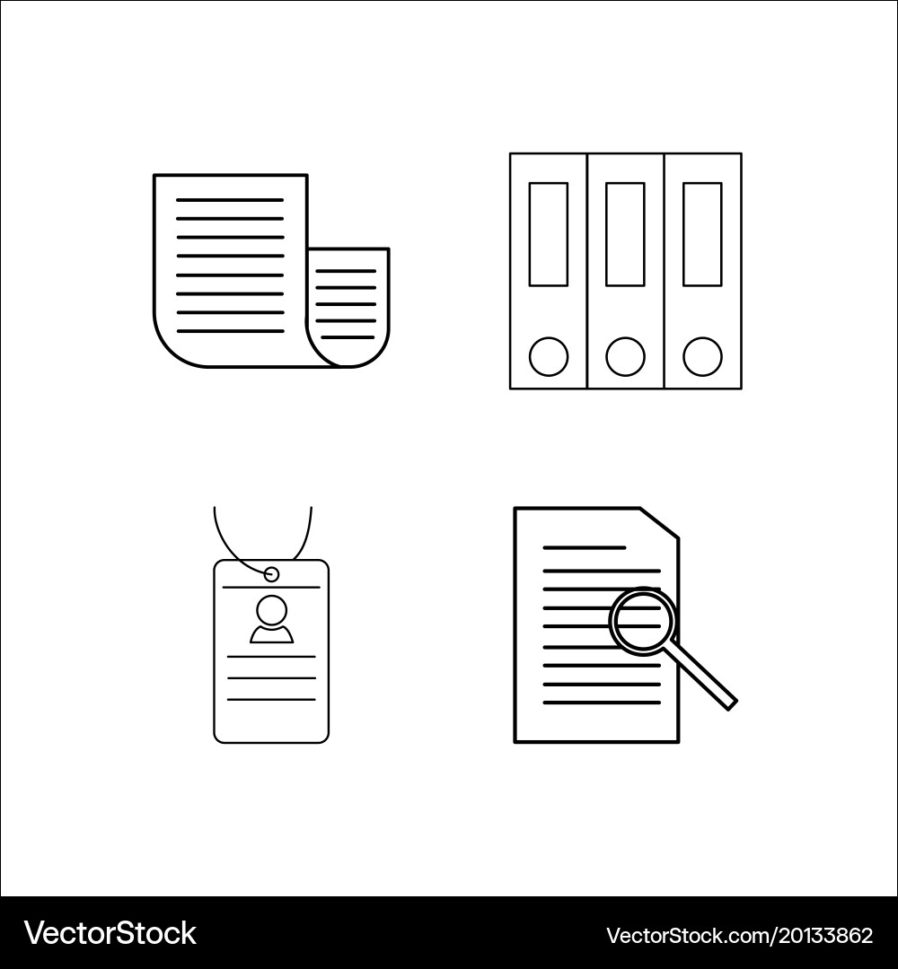 Office simple linear icon setsimple outline icons vector image