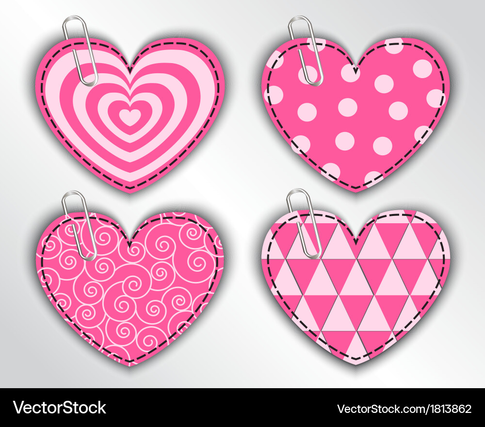 Paper hearts with different patterns vector image