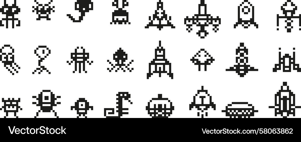 Pixel Space Invaders Arcade Game Vector Image