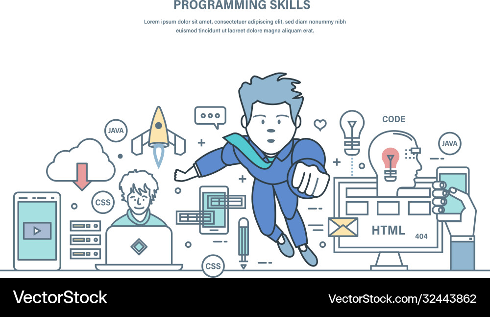 Programming skills in high-level Programming skills in high-level vector image