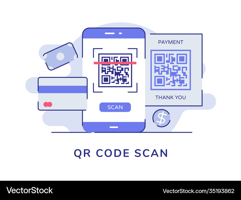 Qr code scan barcode on display smartphone screen Qr code scan barcode on display smartphone screen vector image