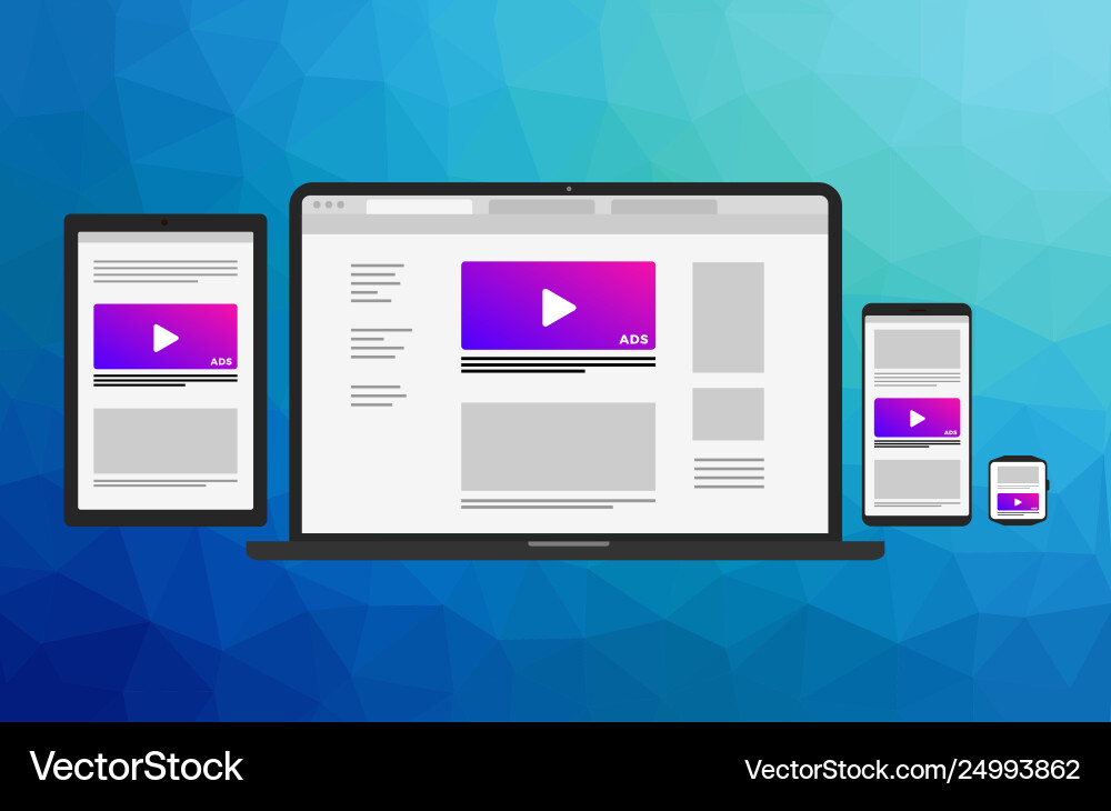 Responsive website in electronic devices vector image