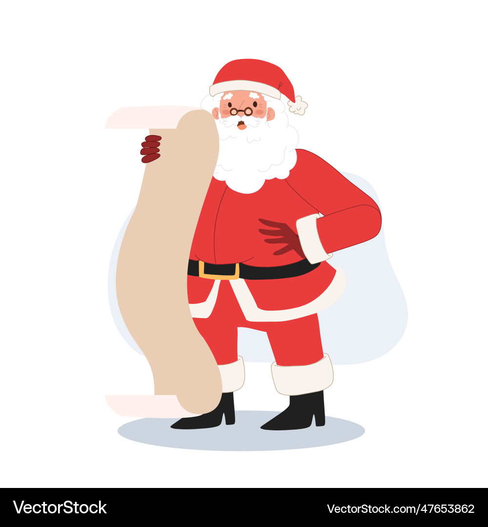 Santa claus is checking in check list paper vector image