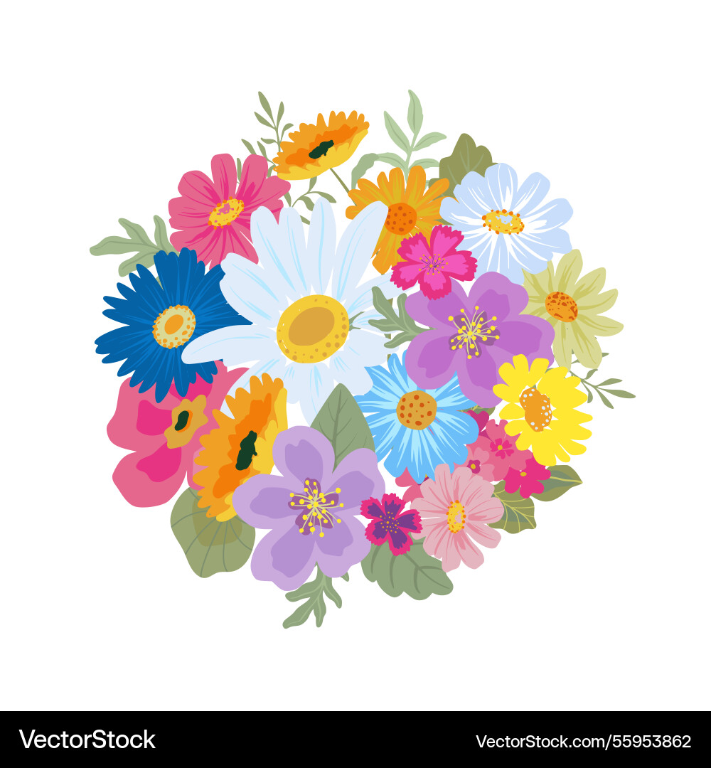 Schönes Bouquet von bunten Wildblumen Schönes Bouquet von bunten Wildblumen vektorbild