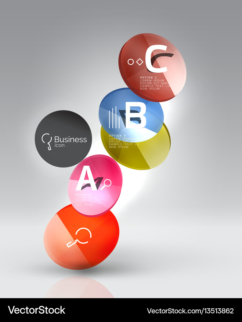 Shiny circles with text in 3d space Shiny circles with text in 3d space vector image