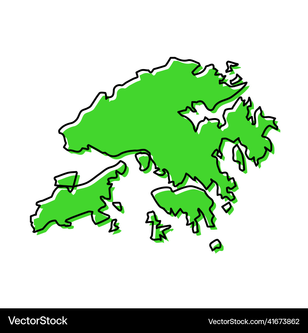 Simple outline map of hong kong stylized line vector image