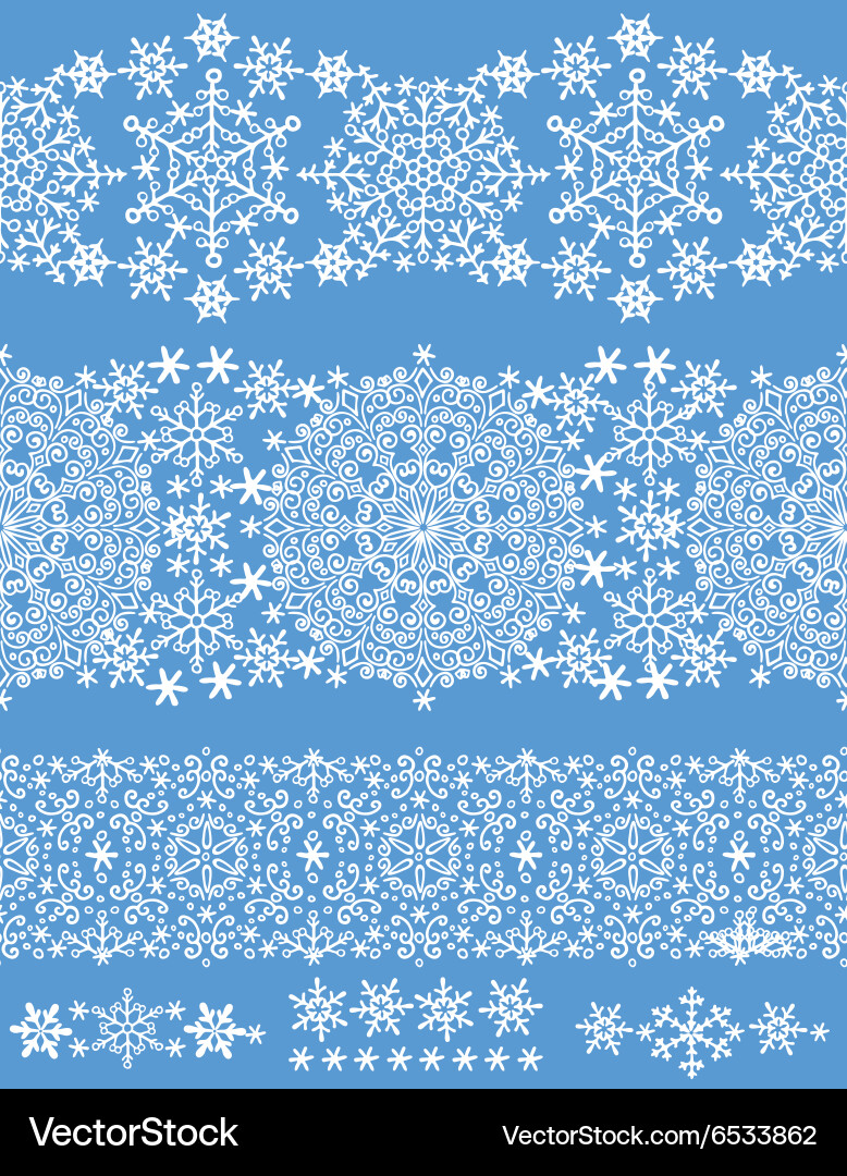 Snowflakes seamless border lacewinter pattern Vector Image