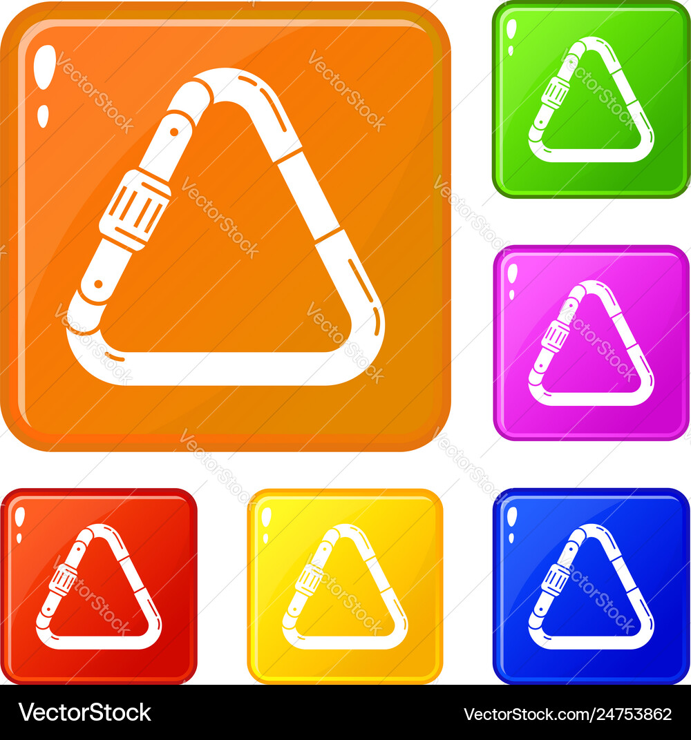 Triangular carabine icons set color Vector Image