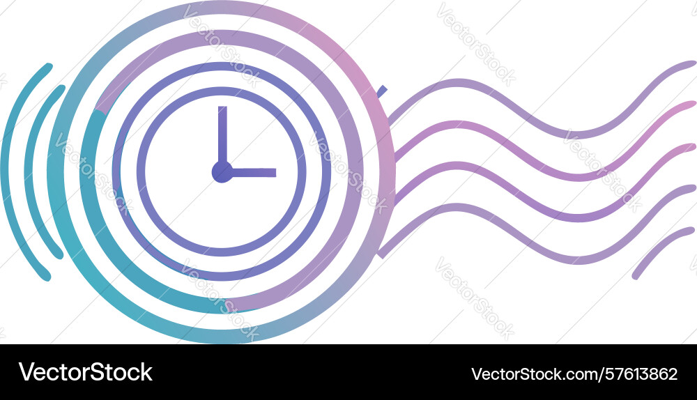 Wavy lines clock icon for dynamic time flow vector image