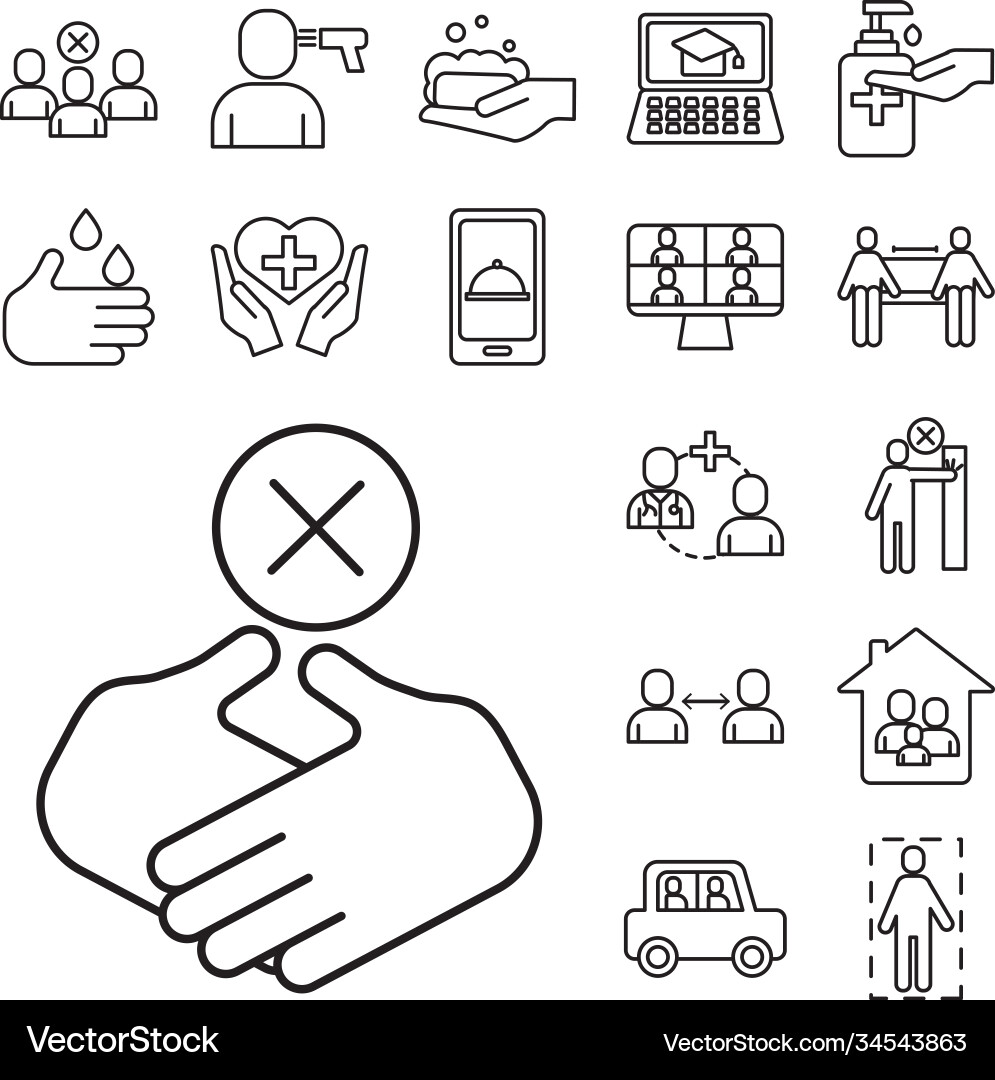 Avoid contactless with bundle line style icons Vector Image