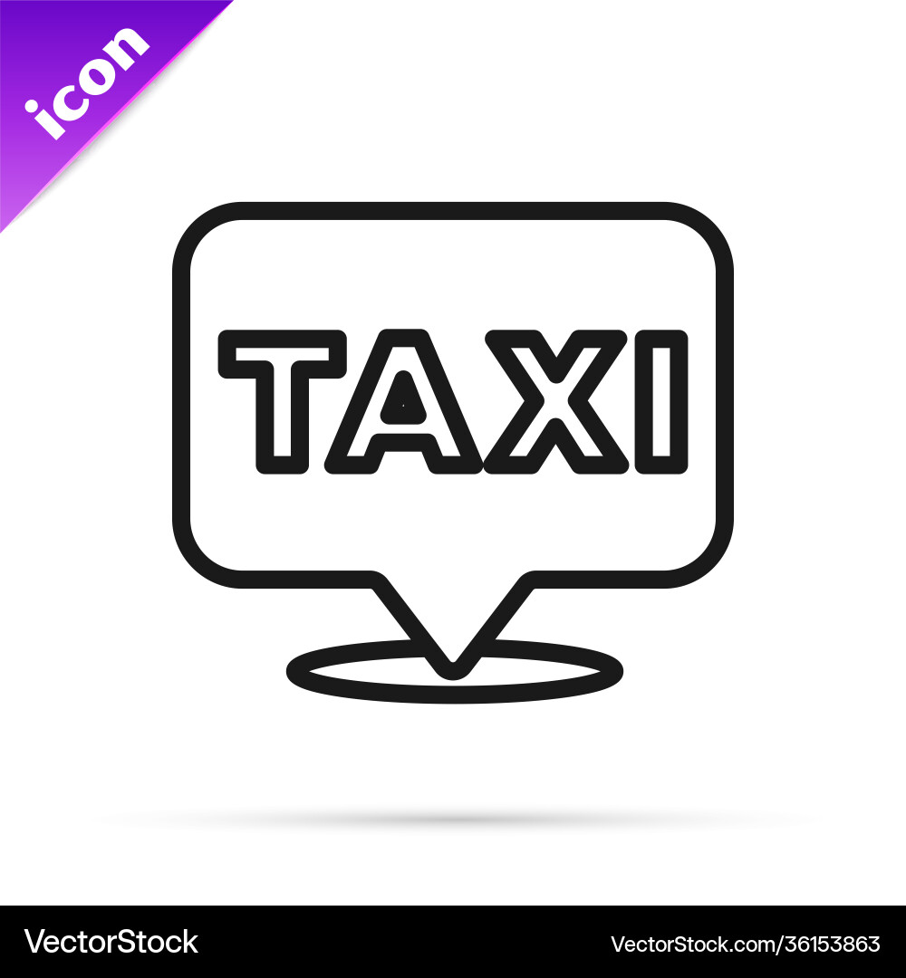 Black line map pointer with taxi icon isolated Black line map pointer with taxi icon isolated vector image