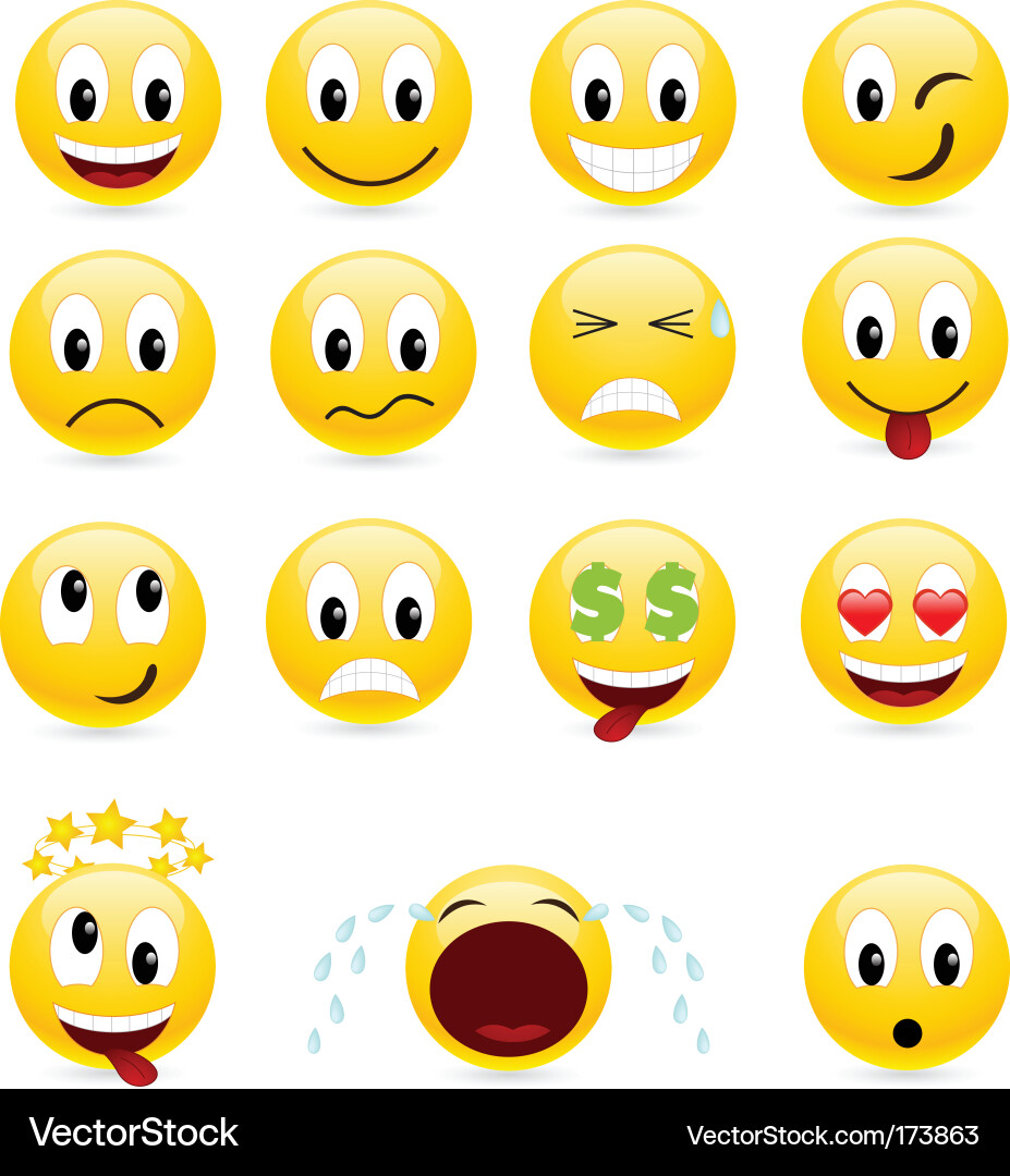 Collection of Smiling Faces Vector Image