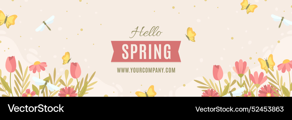 Flat spring twitter header Vector Image