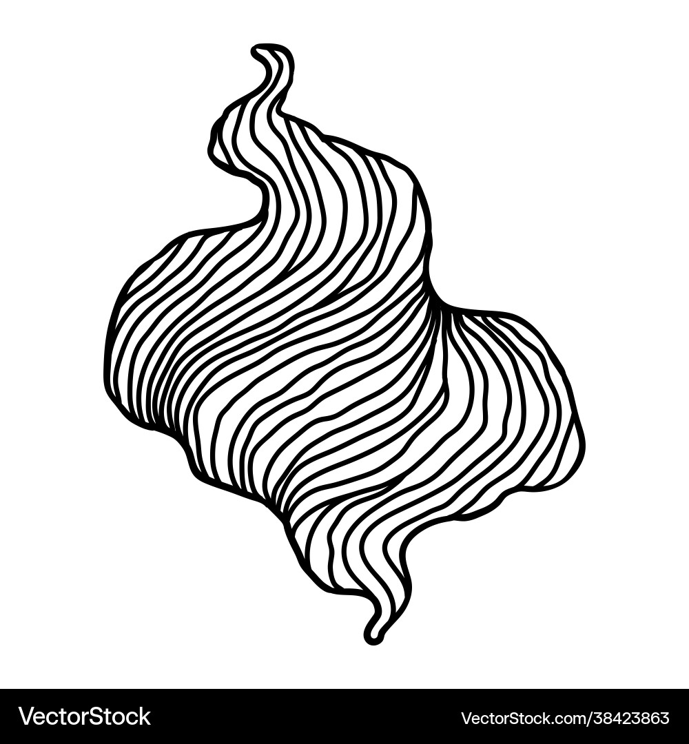 Flowing Wave Curl Monochrome Vector Image