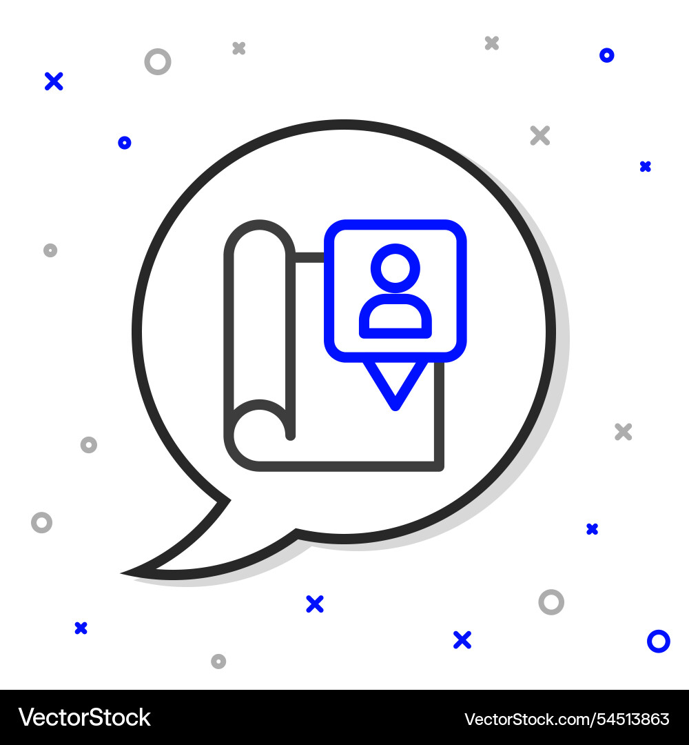 Line folded map with location marker icon Line folded map with location marker icon Vector Image