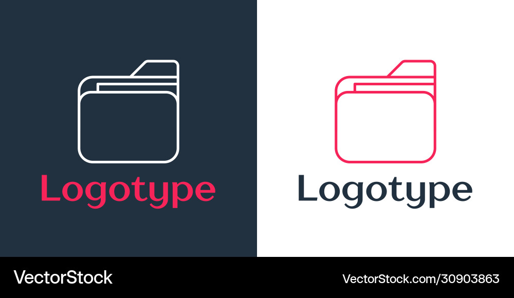 Logotype line document folder icon isolated Logotype line document folder icon isolated vector image