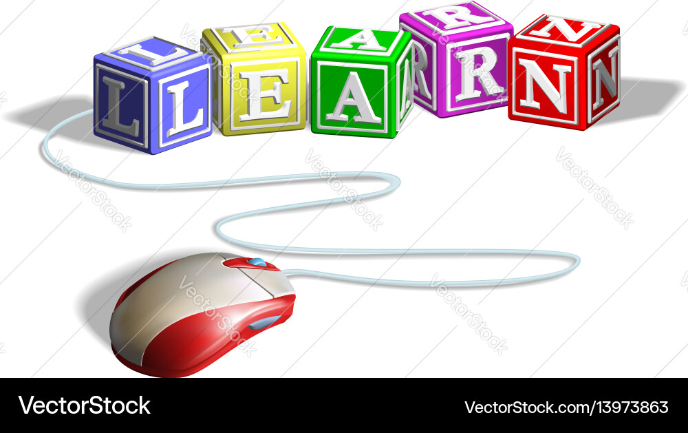 Mouse and learn blocks concept Mouse and learn blocks concept vector image