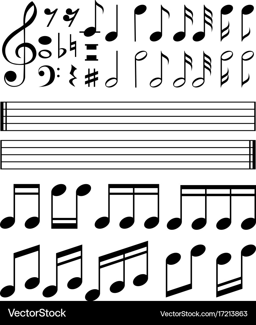 Music notes and line paper template Royalty Free Vector