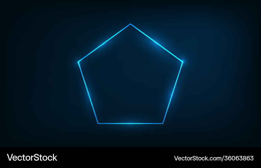 Neon frame in pentagon form with shining effects Neon frame in pentagon form with shining effects vector image