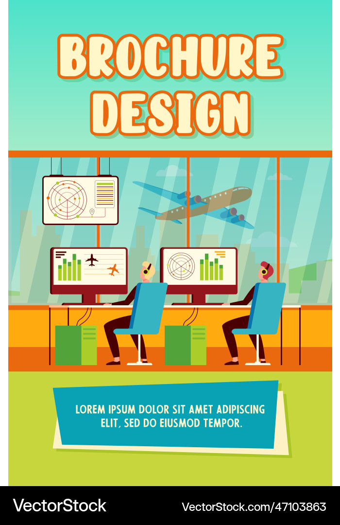 Operators controlling aircraft flat Operators controlling aircraft flat vector image