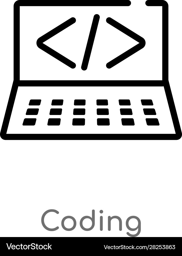 Outline coding icon isolated black simple line vector image