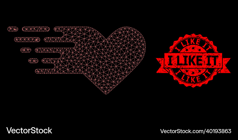 Scratched i like it stamp seal and web mesh Scratched i like it stamp seal and web mesh vector image
