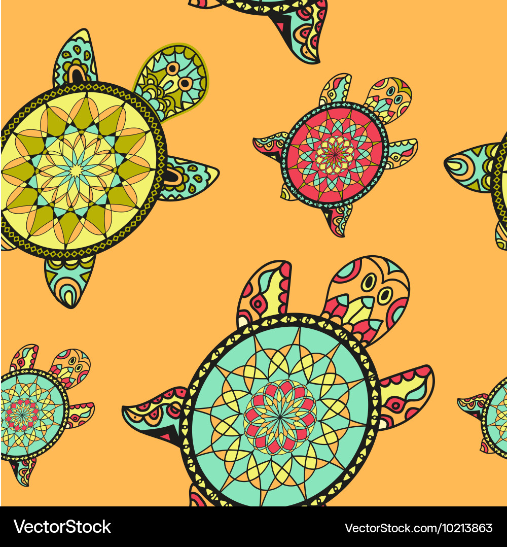Seamless tortoise pattern in oriental style vector image