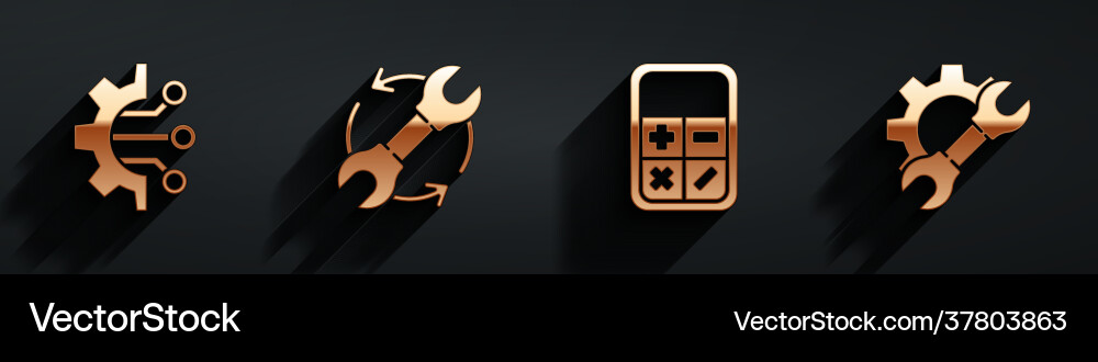 Set algorithm wrench and arrows as workflow vector image