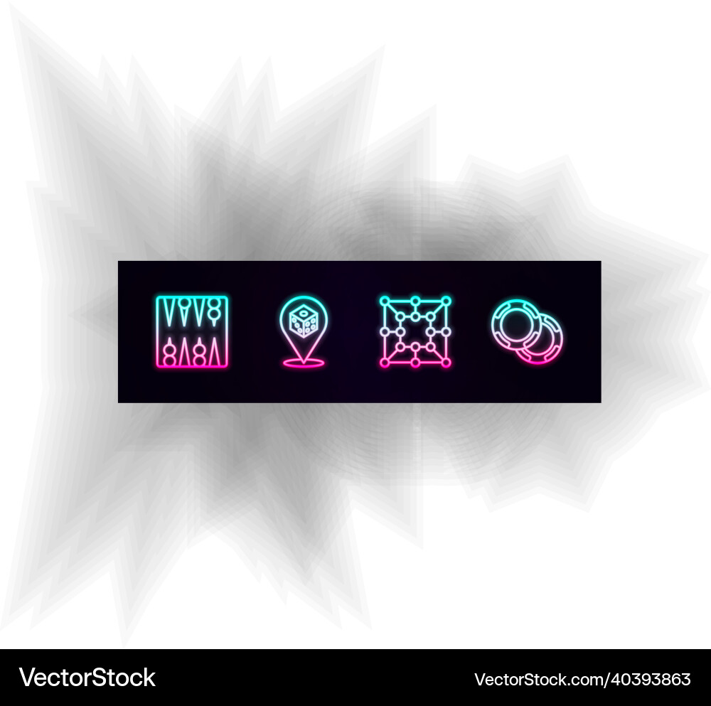 Set line backgammon board game dice vector image