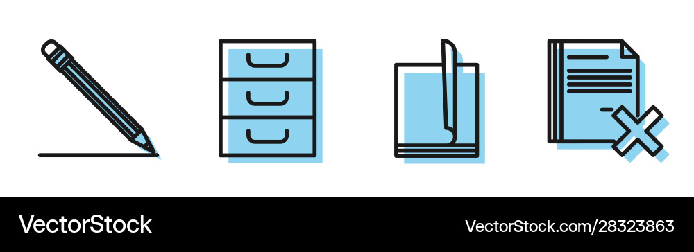 Set line file document pencil with eraser Set line file document pencil with eraser Vector Image