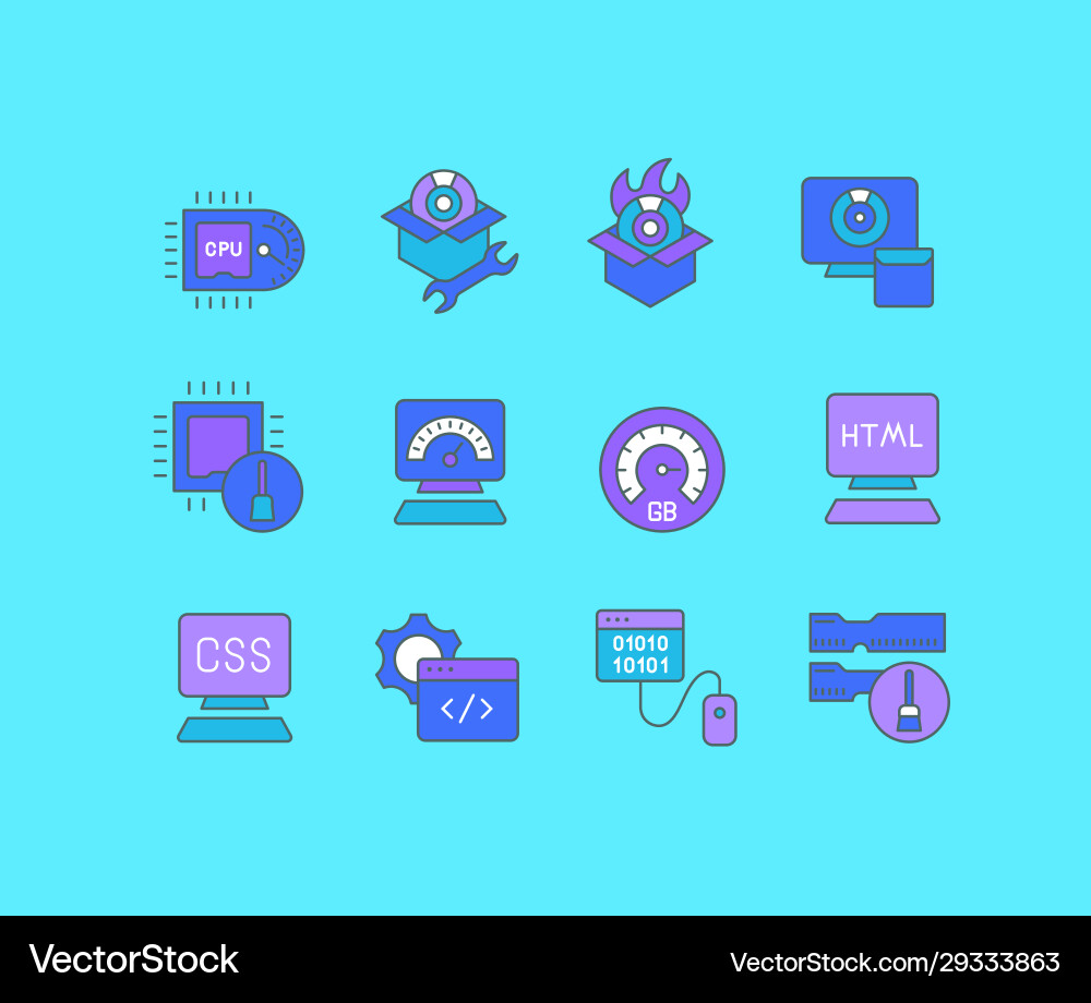 Set simple line icons software Set simple line icons software vector image