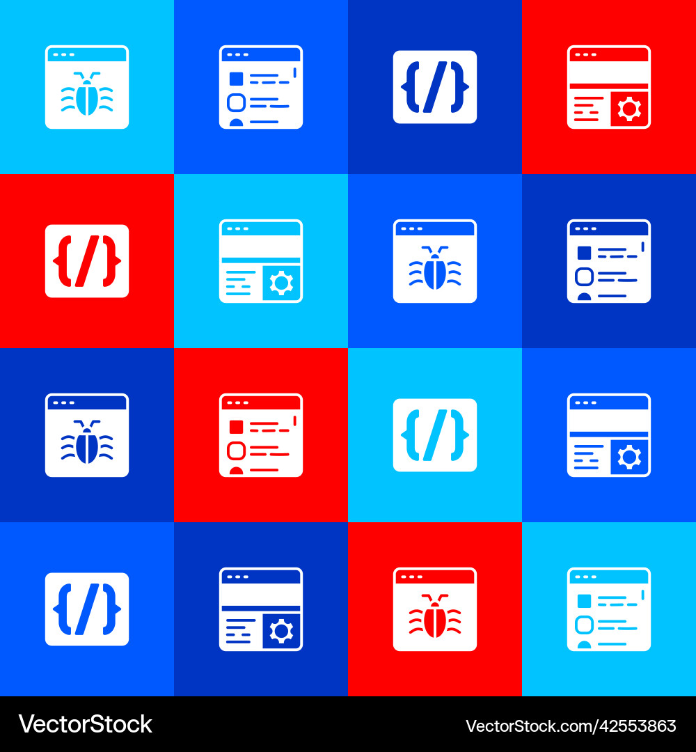 Set system bug browser files programming Set system bug browser files programming vector image