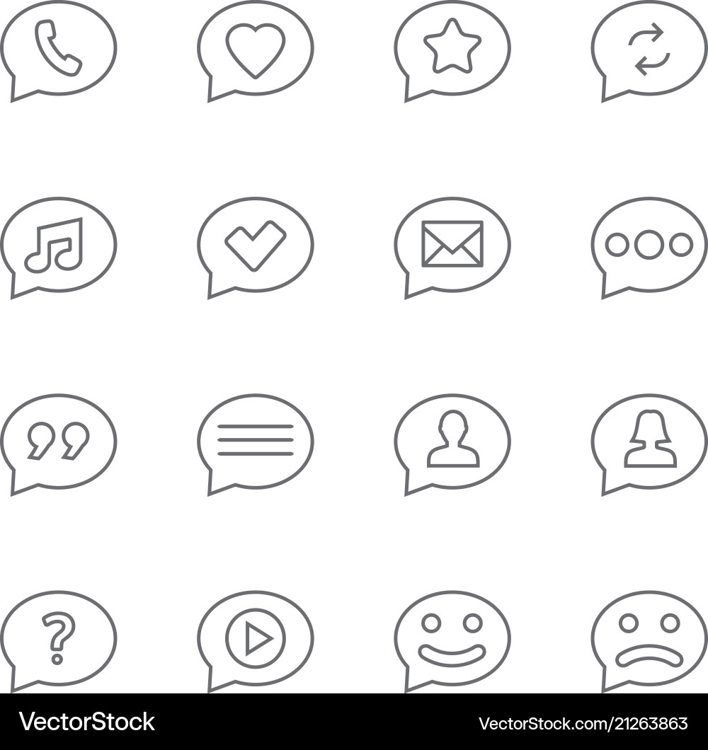 Speech bubbles thin line icons set Speech bubbles thin line icons set vector image